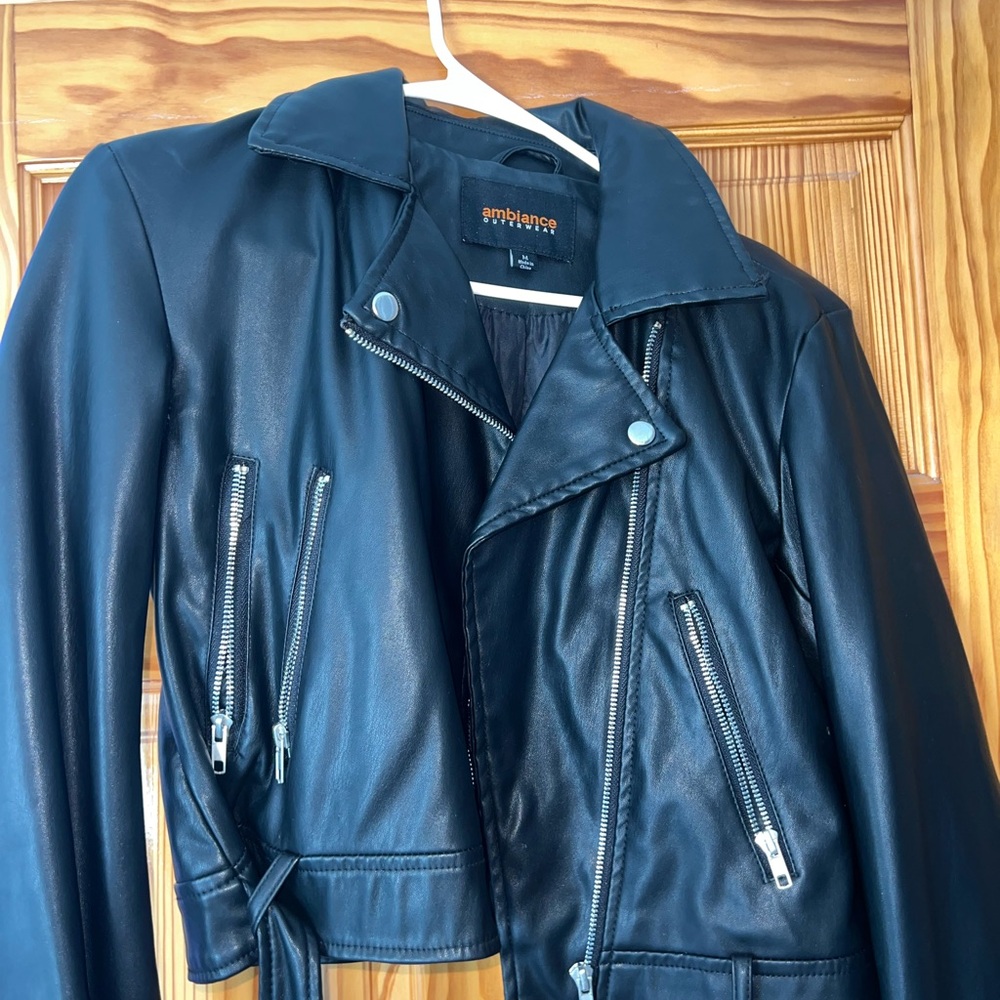 Black Faux Leather Biker Jacket